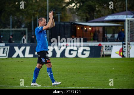 Halmstad, Schweden. Oktober 2023. Joel Allansson (6) von Halmstad BK, der nach dem Allsvenskan-Spiel zwischen Halmstads BK und Mjaellby im Oerjans Vall in Halmstad gesehen wurde. (Foto: Gonzales Photo - Amanda Persson). Stockfoto