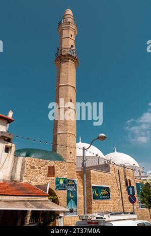 Jaffa, Israel – 5. Oktober 2023: Die Mahmoudiya-Moschee ist die größte und bedeutendste Moschee in Jaffa, heute Teil der größeren Stadt Tel Aviv-ya Stockfoto