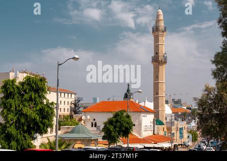 Jaffa, Israel – 5. Oktober 2023: Die Mahmoudiya-Moschee ist die größte und bedeutendste Moschee in Jaffa, heute Teil der größeren Stadt Tel Aviv-ya Stockfoto