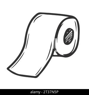 Eine Rolle Toilettenpapier im Doodle-Stil. Handgezeichnetes Toilettenpapier. Vektor-Illustration isoliert Stock Vektor