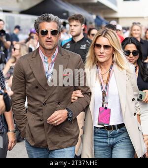 22. Oktober 2023, Austin, Texas, USA: Schauspieler PATRICK DEMPSEY beim Grand Prix der US-amerikanischen Formel 1 in Texas. (Credit Image: © Hoss McBain/ZUMA Press Wire) NUR REDAKTIONELLE VERWENDUNG! Nicht für kommerzielle ZWECKE! Stockfoto