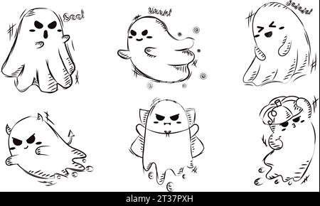 Set von niedlichen halloween Geisterfiguren Vektor Stock Vektor
