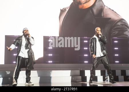 Nottingham, UK 23. Oktober 2023, tritt Marvin Humes JB Gill von der Boy Band JLS in nottingham in der Motorpoint Arena in nottingham als Teil der Bands All the Hits Tour auf Credit: Paul Smith / Alamy Live News Stockfoto