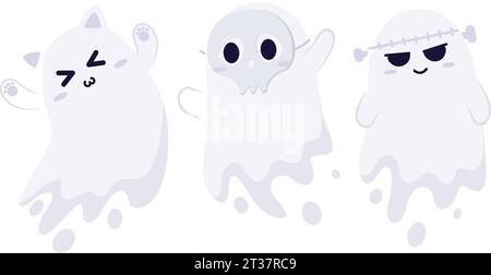 Set von niedlichen halloween Geisterfiguren Vektor Stock Vektor