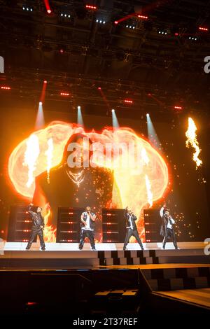 Nottingham, UK 23rd Oct 2023, Aston Merrygold, Oritsé Williams, Marvin Humes und JB Gill von der Boy Band JLS treten in nottingham in der Motorpoint Arena in Nottingham als Teil der Bands All the Hits Tour auf Credit: Paul Smith / Alamy Live News Stockfoto