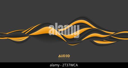 Visualisierung von Schallwellen. Solide 3D-Wellenform. Muster für Sprachmuster. Stock Vektor