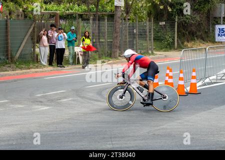 Rennradwettbewerb panam Games 2023 - Isla de Maipo, Chile - 22. Oktober 2023 Stockfoto