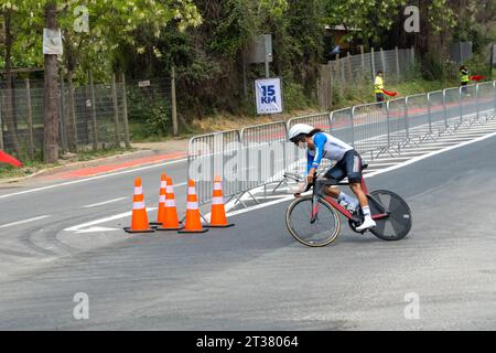 Rennradwettbewerb panam Games 2023 - Isla de Maipo, Chile - 22. Oktober 2023 Stockfoto