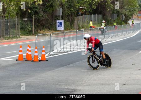 Rennradwettbewerb panam Games 2023 - Isla de Maipo, Chile - 22. Oktober 2023 Stockfoto