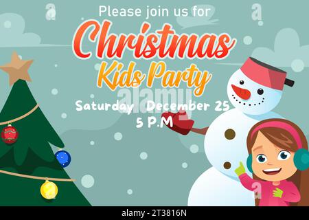 Eine Vektor-Illustration der Einladungskarte zur Weihnachtsfeier für Kinder Stock Vektor
