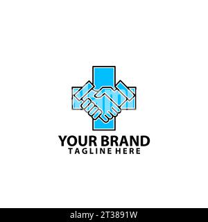 Schütteln Sie Hände Gesundheit Genehmigung Logo Design Vektor Stock Vektor
