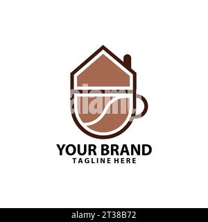 Home Coffee Concept Café Logo Design Vektor Stock Vektor