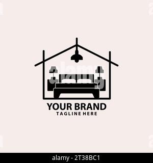 Innenraum Heim Bett Zimmer Logo Design Vektor Stock Vektor
