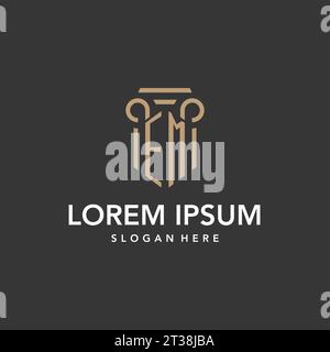 EM-Logo-Monogramm mit Vektor im Säulendesign Stock Vektor