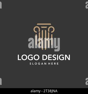 KK-Logo-Monogramm mit Vektor im Säulenstil Stock Vektor