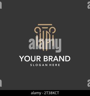 KP-Logo-Monogramm mit Vektor im Säulenstil Stock Vektor
