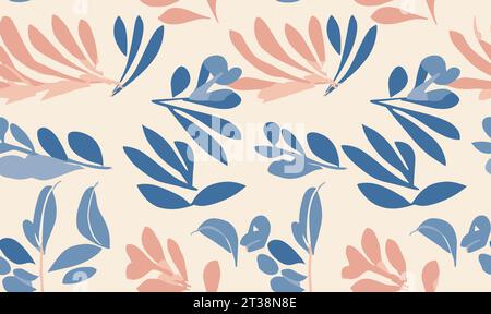 Blumenmuster aus abstrakten organischen Blattformen. Nahtloses modernes Muster Stock Vektor