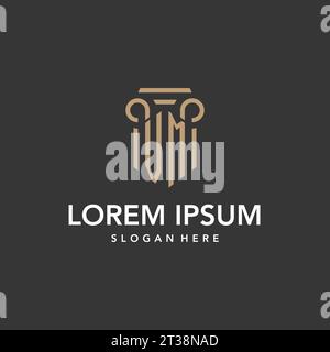 VM-Logo-Monogramm mit Vektor im Säulenstil Stock Vektor