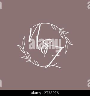 NZ Hochzeit Initialen Monogramm Logo Ideen Vektor Grafik Stock Vektor