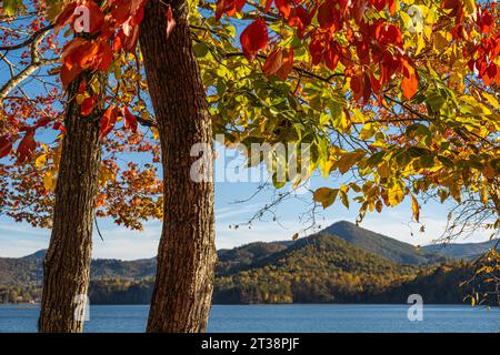 Malerischer Herbstblick auf den Chatuge-See in Hiawassee, Georgia. (USA) Stockfoto