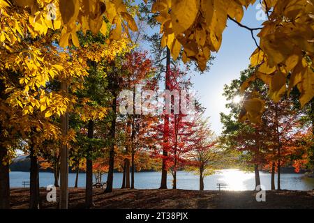 Malerischer Herbstblick auf den Chatuge-See in Hiawassee, Georgia. (USA) Stockfoto