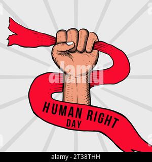 Vektor Hand gezeichnete Welt Menschenrecht Tag Illustration Stock Vektor