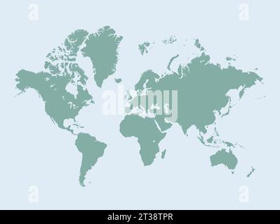 Schablone Weltkarte ohne Grenzen. Minimaler globaler atlas, Geographie der Landgrenzen der Erde. Einfache Kartographie Vektor-Illustration Stock Vektor