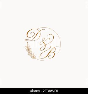Initialen DB Hochzeit Monogramm Logo mit Blättern und elegante kreisförmige Linien Vektor-Grafik Stock Vektor