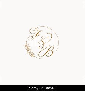 Initialen FB Hochzeit Monogramm Logo mit Blättern und elegante kreisförmige Linien Vektor-Grafik Stock Vektor