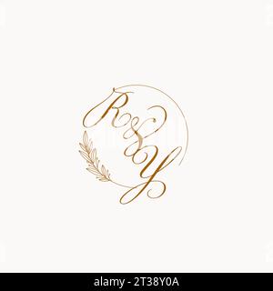 Initialen RY Hochzeit Monogramm Logo mit Blättern und elegante kreisförmige Linien Vektor-Grafik Stock Vektor