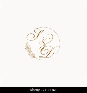 Initialen SD Hochzeit Monogramm Logo mit Blättern und elegante kreisförmige Linien Vektor-Grafik Stock Vektor