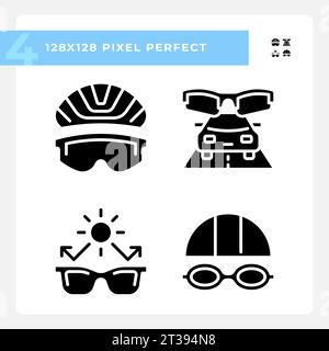 Pixel Perfect Glyph-Symbol Set für Augenpflege Stock Vektor