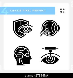 Pixel Perfect Eye Care Glyph-Symbole Set Stock Vektor