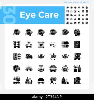 Pixel Perfect Eye Care Symbole Set Stock Vektor