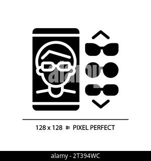 2D einfache Brille im Stil schwarzer Glyphen App-Symbol Stock Vektor