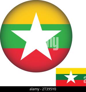 Myanmar Flag Runde Form Stock Vektor