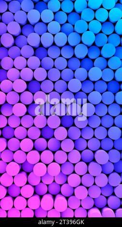 Abstrakter Zylinder 3d auf zufälligem Muster im Hintergrund des Gradienten. 3D-Abbildung. Vertikale Größe. Stockfoto
