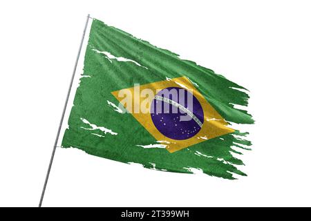 Brasilianische Flagge auf transparentem Hintergrund. Stockfoto