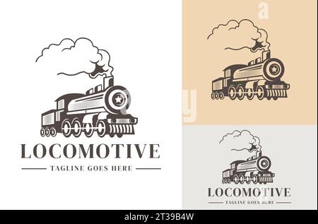 Vintage Retro Lokomotive Lokomotive Lokomotive Design Train Logo Symbol Land Transportation Concept Stock Vektor