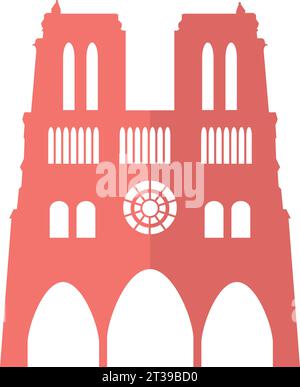 Einfache rote flache Zeichnung der NOTRE DAME DE PARIS, PARIS Stock Vektor