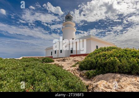 Leuchtturm von Cavalleria an der Nordküste von Menorca (Balearen) Stockfoto