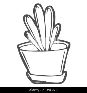 Blume in einem Topf. Setzlinge. Haus-Gewächshaus. Biopflanzen. Botanik. Malbuch für Kinder und Erwachsene. Für Design, Textilien, Sweatshirts. Lagerhand g Stock Vektor