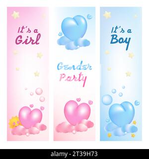 Junge oder Mädchen Einladung vertikale Vorlagen setzen Vektor-Illustration Design. Stock Vektor
