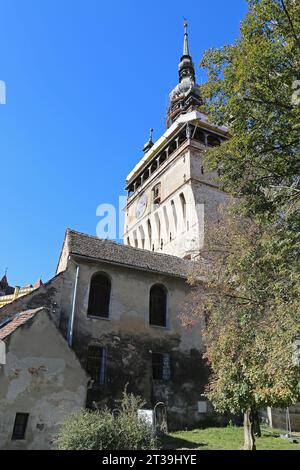 Turnul cu CEAS (Uhrturm), Piața Muzeului, Sighişoara, UNESCO-Weltkulturerbe, Komitat Mureş, Siebenbürgen, Rumänien, Europa Stockfoto