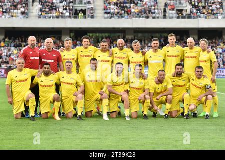 Das Fußballspiel der All Stars Romania und Galatasaray Legends während des Sports Festival 2023 in Cluj-Napoca am 2. Juni 2023. Stockfoto