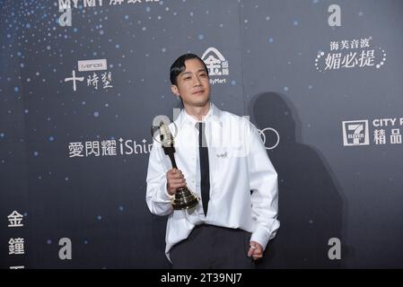 Der taiwanesische Schauspieler, Sänger, Rapper, Songwriter und Fernsehmoderator Hsueh Shih-Ling gewinnt beim 58. Go den besten Hauptdarsteller einer Fernsehserie Stockfoto