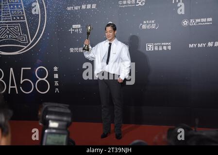 Der taiwanesische Schauspieler, Sänger, Rapper, Songwriter und Fernsehmoderator Hsueh Shih-Ling gewinnt beim 58. Go den besten Hauptdarsteller einer Fernsehserie Stockfoto