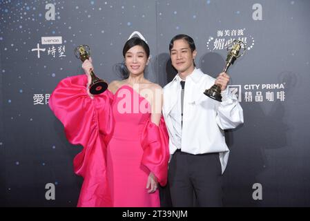 Der taiwanesische Schauspieler, Sänger, Rapper, Songwriter und Fernsehmoderator Hsueh Shih-Ling gewinnt beim 58. Go den besten Hauptdarsteller einer Fernsehserie Stockfoto