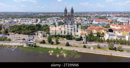 Panorama der Stadt Magdeburg Stockfoto