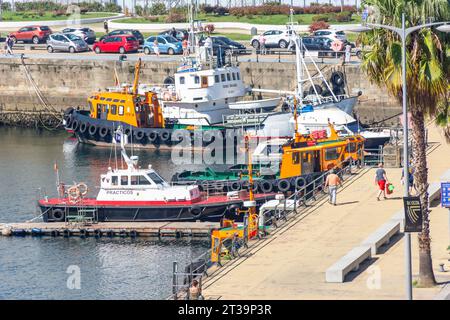 Seeschiffe im Hafen, Vigo, Provinz Pontevedra, Galicien, Königreich Spanien Stockfoto